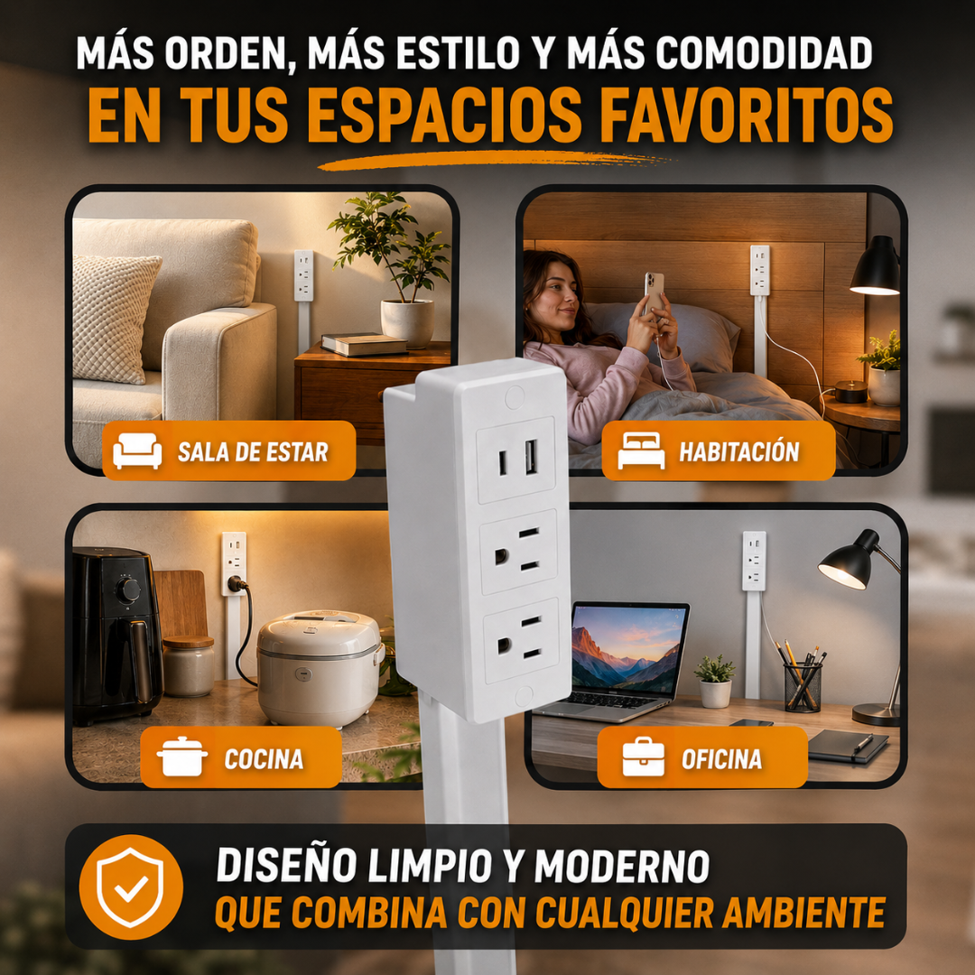 "TOMA CORRIENTE RETRÁCTIL DE 180°" ⚡